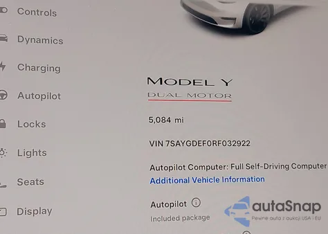 2024 Tesla Model Y Performance Dual Motor All-Wheel Drive из США, поврежденный, VIN 7SAYGDEF0RF032922